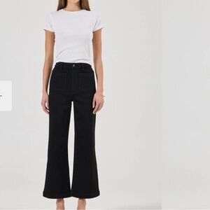 ROLLA'S Sailer Wide-Leg High Rise Jean Black Rinse Front Patch Pockets Waist 27